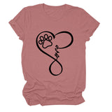 T-Shirt à manches courtes et col rond pour femme, imprimé Love Dog, à la mode