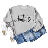 Tante amour lettre impression mode support à manches longues pull ample femmes