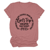T-shirt ample à manches courtes et col rond pour filles, ratio de voyage, lettre
