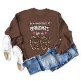 In A World Full Fashion Letter Love Leopard Print Round Neck Long Sleeve Sweater Women