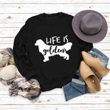 Life Is Golden Rundhalsausschnitt Buchstaben Locker Langarm Großer Pullover