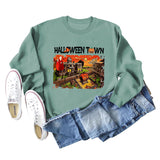 Halloween Town Letter Printed Damen Lockerer neuer Pullover Langarmshirt