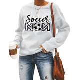 Pull simple à col rond et manches longues, pull ample imprimé maman de football