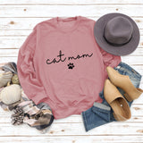 Cat Mom Dog Print Round Neck Loose Letters Fashion Women's Long-sleeved Sweatshirt
