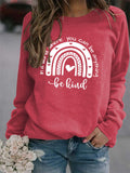 Sweat-shirt imprimé à manches longues et col rond pour femme, haut avec lettres dans un monde où