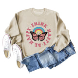 THINK HAPPY BE HAPPY LANGÄRMELIGES SWEATSHIRT MIT SCHMETTERLINGS-MONOGRAMM-PRINT
