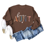Spot For Aunt Dog Print Letter Leopard Damen Langarm Loose Bodysuit Damen