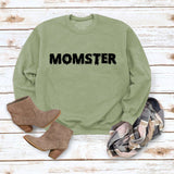 MOMSTER imprimé ample col rond hauts manches longues col rond sweat-shirt
