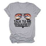 TALK TO ME GOOSE T-shirt imprimé lettre d'été avec col rond et manches courtes