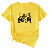 Football Mom Rundhals Damen T-Shirt Lockerer Buchstabe Kurzarm