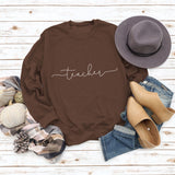 Teacher Letter Loose Bottom Casual Long-sleeved Plus-size Sweatshirt