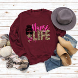 Nunse LIFE Letters Loose Leopard Print Long Sleeve