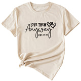 Lässiges Kurzarm-T-Shirt mit Rundhalsausschnitt und Buchstaben-Aufdruck für Damen von Love Them