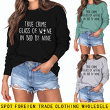 TRUE CRIME GLASS OF WINE Langarmpullover mit Buchstaben auf der Rückseite für Mädchen