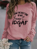 Von unten Buchstaben Rundhals Damen Tops Langärmeliges Bedrucktes Loses Sweatshirt