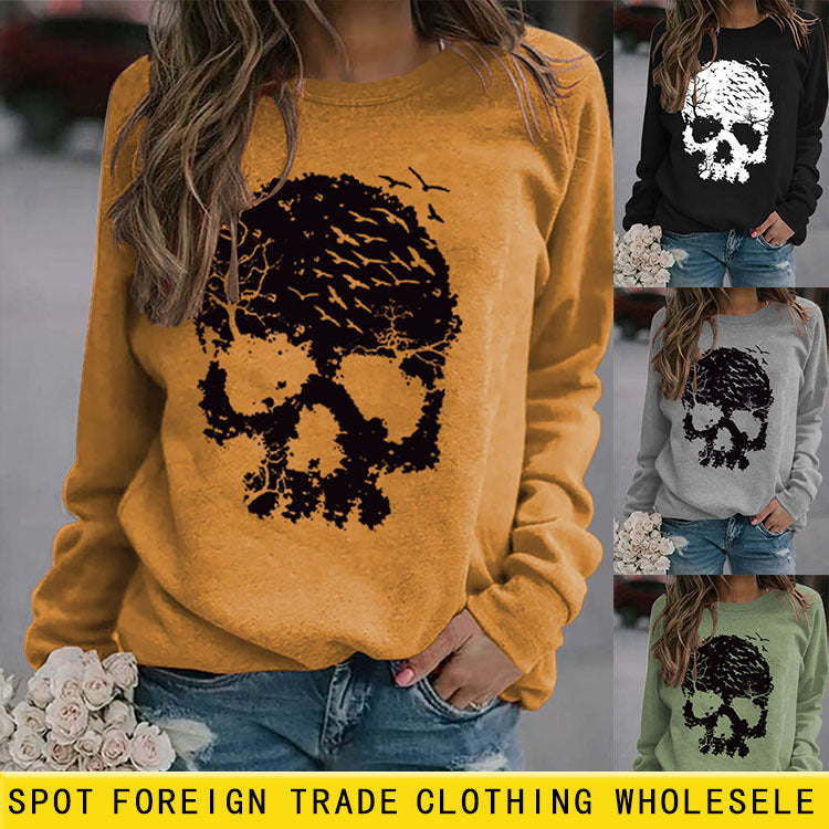 Round Neck Tops Long Sleeve Print Loose Letter Splicing Sweatshirt