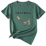 T-shirt manches courtes col rond femme, décontracté, imprimé graphique ludique, I Don't Give A