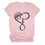 T-Shirt à manches courtes et col rond pour femme, imprimé Love Dog, à la mode