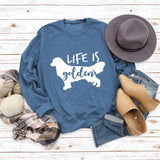 Life Is Golden Rundhalsausschnitt Buchstaben Locker Langarm Großer Pullover