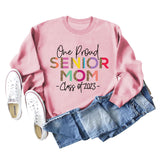 One Proud Senior Mom Leopardenmuster Buchstaben Rundhals Weit Langarm Große Größe Pullover Damen
