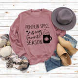 PUMPKIN SPICE IS MY LETTER LOVE PUMPKIN Rundhalsausschnitt Langarm-Sweatshirt für Damen in Übergröße