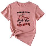 Großes Damen-T-Shirt mit F-Bomb-Mom-Motiv und Tattos