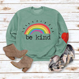 Be Kind – pull ample à manches longues et col rond avec lettres arc-en-ciel, automne et hiver