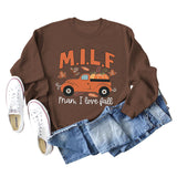 Milf Man I Love Fall Pumpkin Truck Print Long Sleeve Sweatshirt Woman