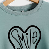 Chemise à manches longues et col rond pour femme, pull avec lettres souriantes, automne et hiver