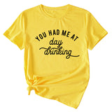 Lässiges, lockeres Kurzarm-T-Shirt mit Aufschrift „You Had Me At Day“.