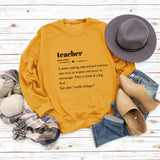 Teacher Love Letter Fashion Loose Ladies Long Sleeve Casual Plus Size Sweater