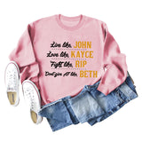 Live Like John Love Damen-Pullover mit Buchstaben, Rundhalsausschnitt, lockeres Langarmshirt, großer Pullover