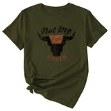 Not My Rodeo Vintage Fun Pattern Women's Short Sleeve Crewneck Top T-Shirt