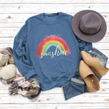 You Are My Sunshine Rainbow Letter Print Sweater for Women
