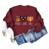 PEACE. LOVE.FALL Letters Love Pumpkin Round Neck Long-sleeved Sweater Women
