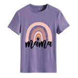 Mama Rainbow Love Letter Rundhalsausschnitt Lockeres Druckmuster Kurzärmeliges T-Shirt