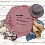 Teacher Love Letter Fashion Loose Ladies Long Sleeve Casual Plus Size Sweater