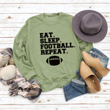 EAT SLEEP FOOTBALL REPEAT Damen Herbst und Winter Rundhals Langarm Pullover