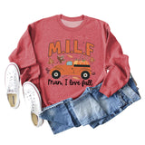 Milf Man I Love Fall Pumpkin Truck Print Long Sleeve Sweatshirt Woman