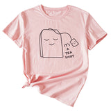 Il s'agit d'une chemise fauve, impression de motifs simples, chemise ample décontractée à manches courtes pour femmes
