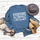 EVERYONE Was Thinkingwish Herbst und Winter Casual Tops Große Größe Langarm Pullover