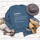 Teacher Love Letter Fashion Loose Ladies Long Sleeve Casual Plus Size Sweater