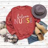 Sweat-shirt décontracté à imprimé lettre Future Nurse pour femmes