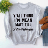 Rundhals-Oberteile, langärmliges, lockeres Sweatshirt mit Y'ALL THINK-Print
