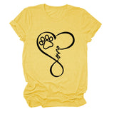 T-Shirt à manches courtes et col rond pour femme, imprimé Love Dog, à la mode