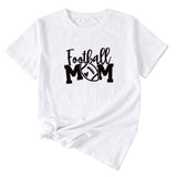 Football Mom Rundhals Damen T-Shirt Lockerer Buchstabe Kurzarm