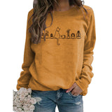 Rundhals-Oberteile, langärmliges, bedrucktes, lockeres Sweatshirt