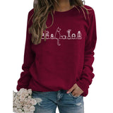 Rundhals-Oberteile, langärmliges, bedrucktes, lockeres Sweatshirt