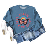 THINK HAPPY BE HAPPY LANGÄRMELIGES SWEATSHIRT MIT SCHMETTERLINGS-MONOGRAMM-PRINT