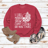 J'aime les spectacles de meurtre col rond hauts sweat-shirt ample imprimé